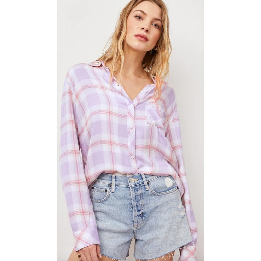 Rails plaid lavender soft pink button up shirt